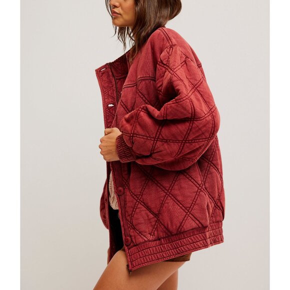 Free People Red Bomber Jacket - Picture 2 of 6